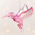 Елочная игрушка Радужная Птичка Колибри 9 см турмалиновая, подвеска