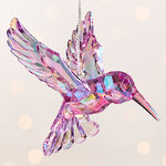 Елочная игрушка Радужная Птичка Колибри 9 см аметистовая, подвеска