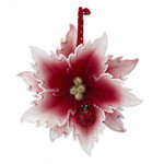 Стеклянная елочная игрушка Пуансеттия Marble Ladybird 14 см, подвеска