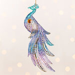 Елочная игрушка Павлин - Янтарное Сердце 16 см, подвеска