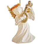 Елочная игрушка Ангелок с мандолиной 9 см, подвеска