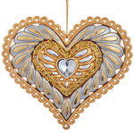 Елочная игрушка Smooth Ombre: Сердце 9 см золотое, подвеска