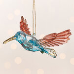 Елочная игрушка Колибри Этель - Azure Wonders 8 см