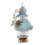 Стеклянная елочная игрушка Снеговичок Джэйми - Джентельмен из Энфилда 14 см