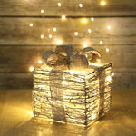 Светящийся Подарок под елку Сноувальд 15 см 20 теплых белых мини LED ламп