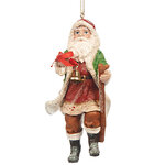 Елочное украшение Веселый Дед Мороз с Колокольчиком 11 см, подвеска