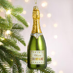 Стеклянная елочная игрушка Бутылка Шампанского Brut 16 см