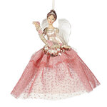 Елочная игрушка Ангел Алава в розовом платье 16 см, подвеска