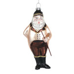 Стеклянная елочная игрушка Санта с тростью 14 см, подвеска