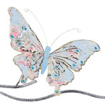Елочная игрушка Бабочка Ариандель 21 см, голубая, клипса