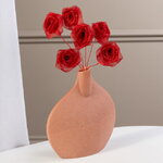 Декоративный букет роз 32 см, органза, красный, серебряный глиттер