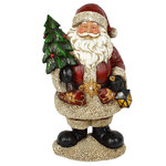 Новогодняя фигурка Санта с елочкой и фонариком 29 см