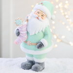 Новогодняя фигурка Санта Клаус в мятной шубке 20 см