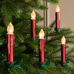 Светодиодные свечи на прищепках Benevento  10 см красные на пульте, 10 шт, на клипсе, таймер, на батарейках