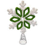 Верхушка на елку Кружевная Снежинка Lillian 25 см зеленая