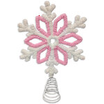 Верхушка на елку Кружевная Снежинка Lillian 25 см розовая