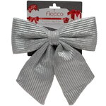 Бант на елку Lucido Striscia 25*22 см серебряный