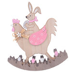 Декоративная фигурка Курочка-Качалка и Кролик Банни 23 см розовая