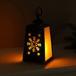Декоративный фонарь с имитацией пламени Снежинка 19 см, на батарейках