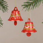 Набор елочных украшений Колокольчики - Jingle Bells 5 см, 12 шт, красные, подвеска