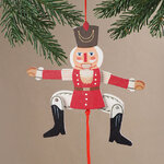 Елочная игрушка-марионетка Щелкунчик Танцор 18 см красный, подвеска