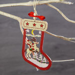 Деревянная ёлочная игрушка Рождественский Носок Санты 8 см, подвеска