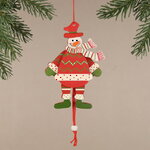 Деревянная елочная игрушка Снеговик Джек в расписном костюме 13 см, подвеска