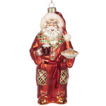 Стеклянная елочная игрушка Санта-Клаус - Christmas Relax 16 см, подвеска