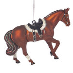 Стеклянная елочная игрушка Жеребец Ришар - Чемпион Аскота 13 см, подвеска