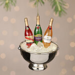 Стеклянная елочная игрушка Шампанское - Party de Noel 11 см, подвеска