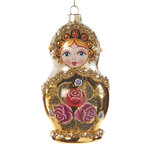 Стеклянная елочная игрушка Matryoshka Doll - Veleslava 12 см, подвеска