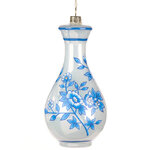 Стеклянная елочная игрушка Ваза из Делфта - Цветущий сад 13 см