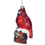 Стеклянная елочная игрушка Птица Кардинал - Bird of Virginia 12 см