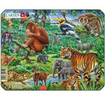 Пазл для малышей Экзотические животные: Водопой в джунглях, 11 элементов, 18*14 см