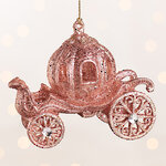 Елочная игрушка Regno del Lusso: Карета 12 см розовая, подвеска