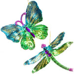 Набор елочных игрушек Бабочка и Стрекоза Фламанди 2 шт лазурно-зеленый, подвеска