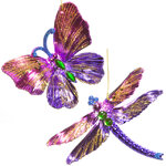 Набор елочных игрушек Бабочка и Стрекоза Фламанди 2 шт пурпурно-фиолетовый, подвеска